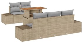 vidaXL Kerti Kanapé Szett tárolóval 6 pcs Bézs Poli rattan