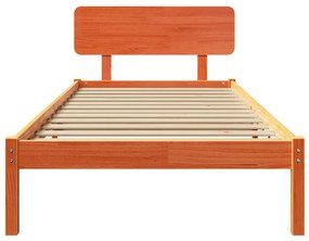 Ágykeret fejtámlával Gyantázott barna 90x200 cm Tömör fenyőfa
