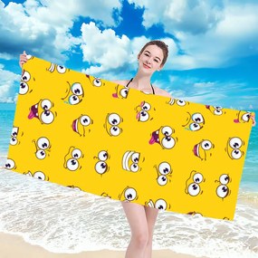 Strandtörölköző SMILE 100x180 cm sárga, 100% mikroszálas