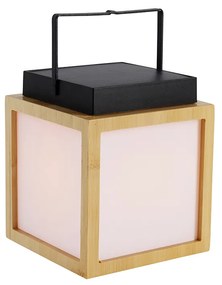 Bambusz asztali lámpa láng effektussal, LED-del, IP44, szolárral újratölthető - Vega