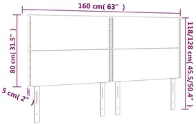 sötétzöld bársony LED-es fejtámla 160x5x118/128 cm