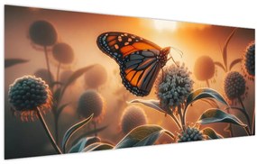 Kép – Pillangó a lenyugvó napban (120x50 cm)