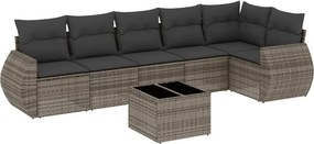 vidaXL 7 részes szürke polyrattan kerti ülőgarnitúra párnákkal