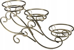 Tömör fém virágágyás arany patinával három virágcserép számára virágtartó állvány