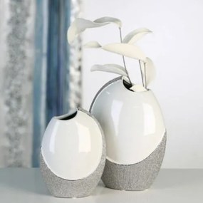 Kerámia váza "Prime" fehér ezüst betéttel 19cm
