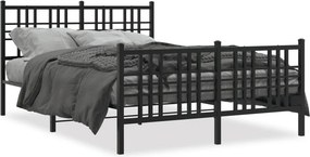 vidaXL fekete fém ágykeret fej- és lábtámlával 137 x 190 cm