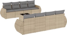 vidaXL 9 részes bézs polyrattan kerti ülőgarnitúra párnákkal