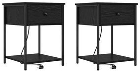 Éjjeliszekrény 2 pcs Musta tammi 42 x 41 x 56 cm Faanyag