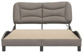 tópszínű szövet ágykeret LED-ekkel matrac nélkül 120x200 cm