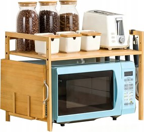 Mikrohullámú Sütő Tartó Állvány Konyhai Polc Bambusz Fa Fűszertartó