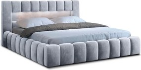 Világosszürke kárpitozott ágyneműtartós franciaágy ágyráccsal 160x200 cm Lamica – ELTAP