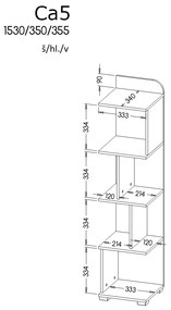 Regál typ CA5 Caryl (világos grafit + fényes fehér + nash tölgy). 1040645