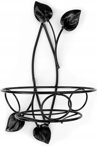 Fém virágtartó falra akasztható Fekete virág almafa levelek