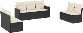 vidaXL 7 részes fekete polyrattan kerti ülőgarnitúra párnával