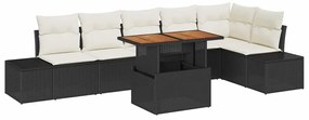 vidaXL Kert étkező szett párnával 7 pcs Fekete és Krém