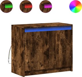 vidaXL füstös tölgy szerelt fa tálalószekrény LED-del 72 x 34 x 61 cm