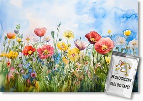 Fotótapéta Flizelina Kert Rét Színes Pipacs Virágok Tavasz 400x280 ragasztó