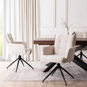 Forgó szék krém színben, kordbársony kárpittal, AKITA