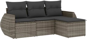 vidaXL 4 részes szürke polyrattan kerti ülőgarnitúra párnákkal