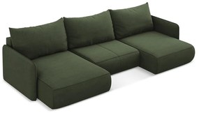 Zöld kinyitható-tárolóhelyes sarokkanapé Nanea – Makamii