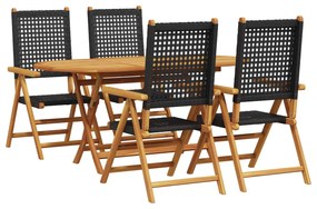 vidaXL Kert étkező szett 5 pcs Fekete Tömör Akácfa