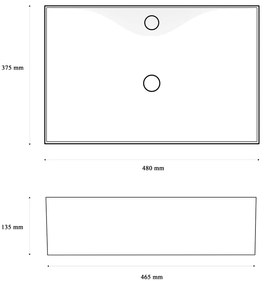 Gamma Yogi, asztali mosdó 480x375x135 mm, fényes fehér, GMA-UC-YOGI
