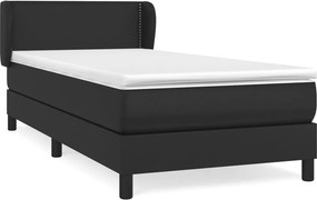 vidaXL fekete műbőr rugós ágy matraccal 90x190 cm