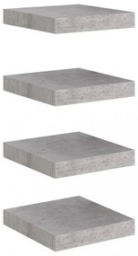 4 db betonszürke MDF lebegő fali polc 23 x 23,5 x 3,8 cm