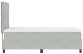 Boxspring Ágy Matrac Könnyű Szürke Egyszemélyes Bársonyos