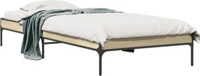 vidaXL sonoma tölgyszínű szerelt fa és fém ágykeret 90 x 200 cm
