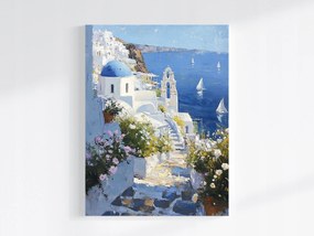 Vászonkép Canvas Tájkép Görögország Santorini Tenger Kilátás Lépcső 60x80