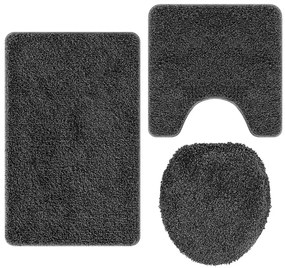 Csúszásmentes fürdőszőnyeg készlet 3 pcs Sötétszürke 50 x 50 cm