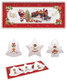 Karácsonyi télapós porcelán tálka szett tálcával Christmas Memories