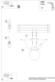 Fekete mennyezeti lámpa üveg búrával ø 12 cm Umerta – Nice Lamps