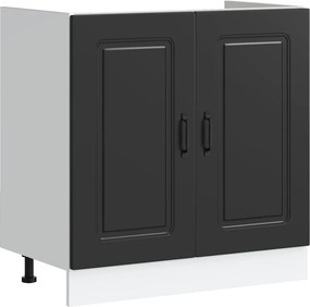 vidaXL Mosogató aljzat szekrény Kalmar fekete 80x46x81,5 cm műanyag fa