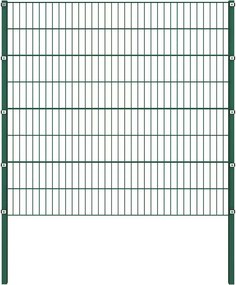 vidaXL zöld vas kerítéspanel oszlopokkal 176,5 x 160 cm