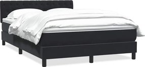 vidaXL fekete bársony rugós ágy matraccal 160x210 cm