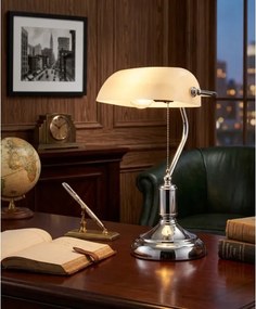 BRILAGI - BANK OFFICE asztali lámpa 1xE27/60W/230V króm-fehér