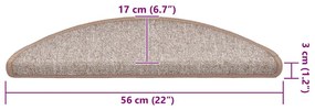 30 db világosbarna lépcsőszőnyeg 56x17x3 cm