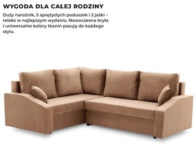 Grande Plus sarokkanapé, baloldali, szövet anyag, barna