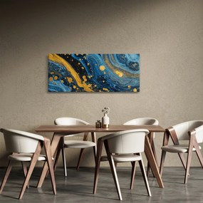 Kép - Kék absztrakció arannyal (120x50 cm)