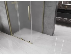 Mexen Velar, zuhanykabin tolóajtóval 140 x 90 cm, 8 mm-es matt üveg, arany fényes, 871-140-090-31-50