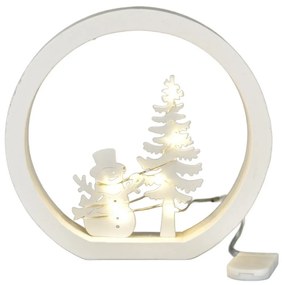 Karácsonyi LED dekoráció Hóember, átmérő 15 cm,meleg fehér