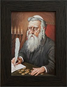 Vászonkép 22x17 Pénzszámláló Zsidó Wenge Keret Ajándék