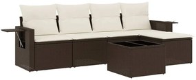 vidaXL 6 részes barna polyrattan kerti ülőgarnitúra párnával