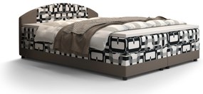 Franciaágy Boxspring 160 cm Orlando (minta + világosbarna) (matraccal és tárolóhellyel). 1047283