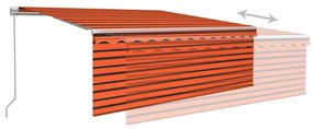 narancssárga-barna kihúzható LED-es napellenző redőnnyel 4,5x3m