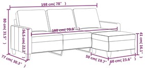 vidaXL 3 személyes krémszínű műbőr kanapé lábtartóval 180 cm