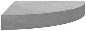 4 db betonszürke MDF fali sarokpolc 35 x 35 x 3,8 cm