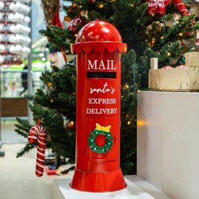 Karácsonyi piros fém postaláda